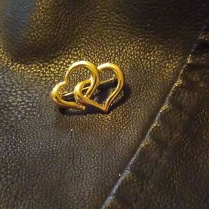Gold Double Heart Pin